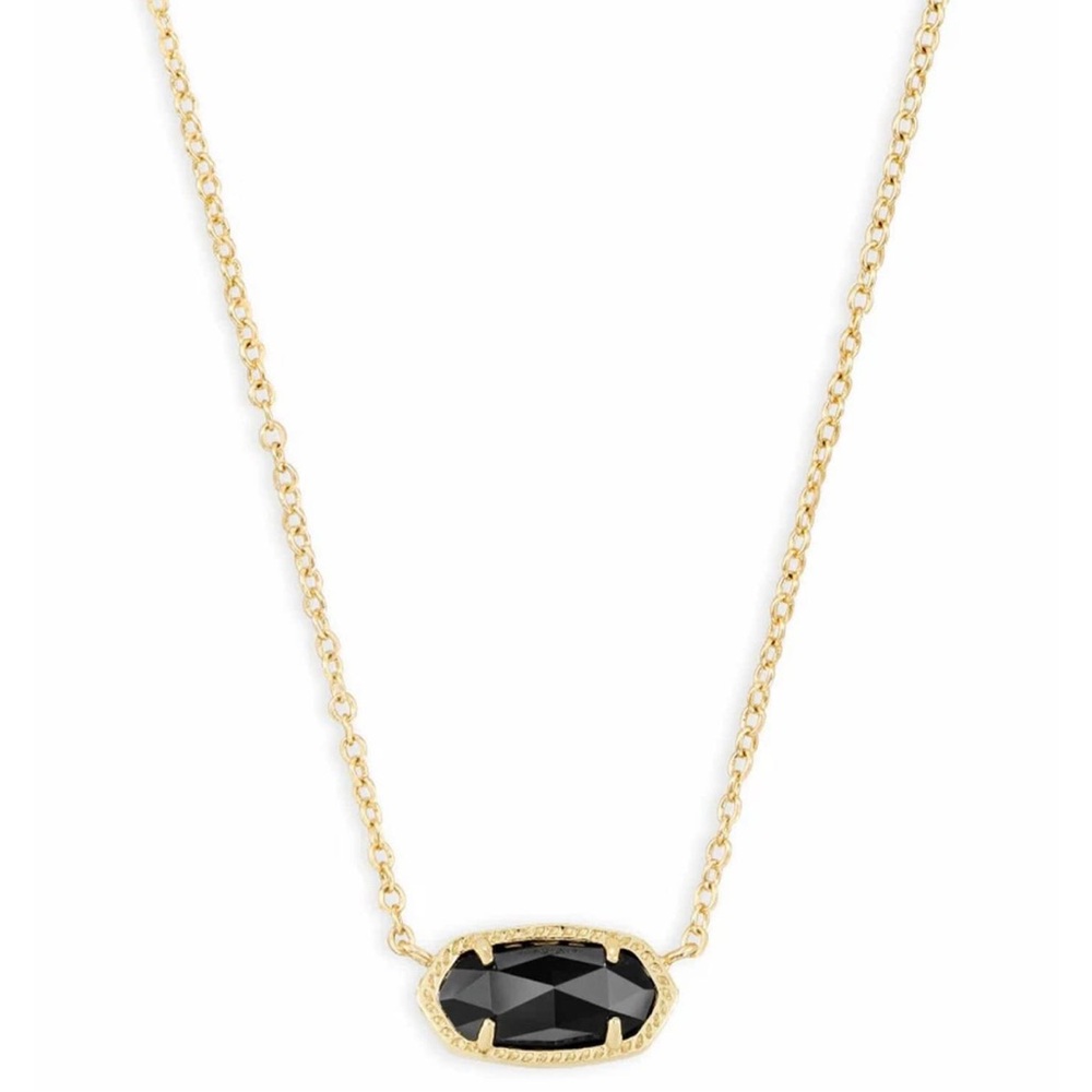 KENDRA Scott Elisa Pendant Necklace Black Stone Gold Necklace
